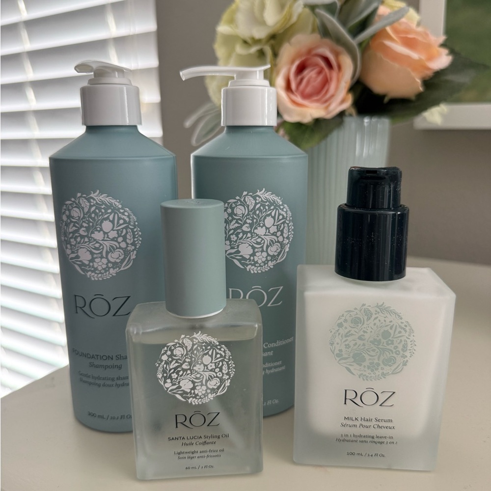 *NEW* ROZ Foundation Shampoo+Conditioner, Milk hair serum, Santa Lucia Hair Oil